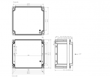 Preview: Aluminium-Schaltschrank mit Scharnieren 170x190x90mm
